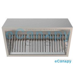 Commercial Taper Extraction Canopy Hood 1500 mm Wide With Grease Filter