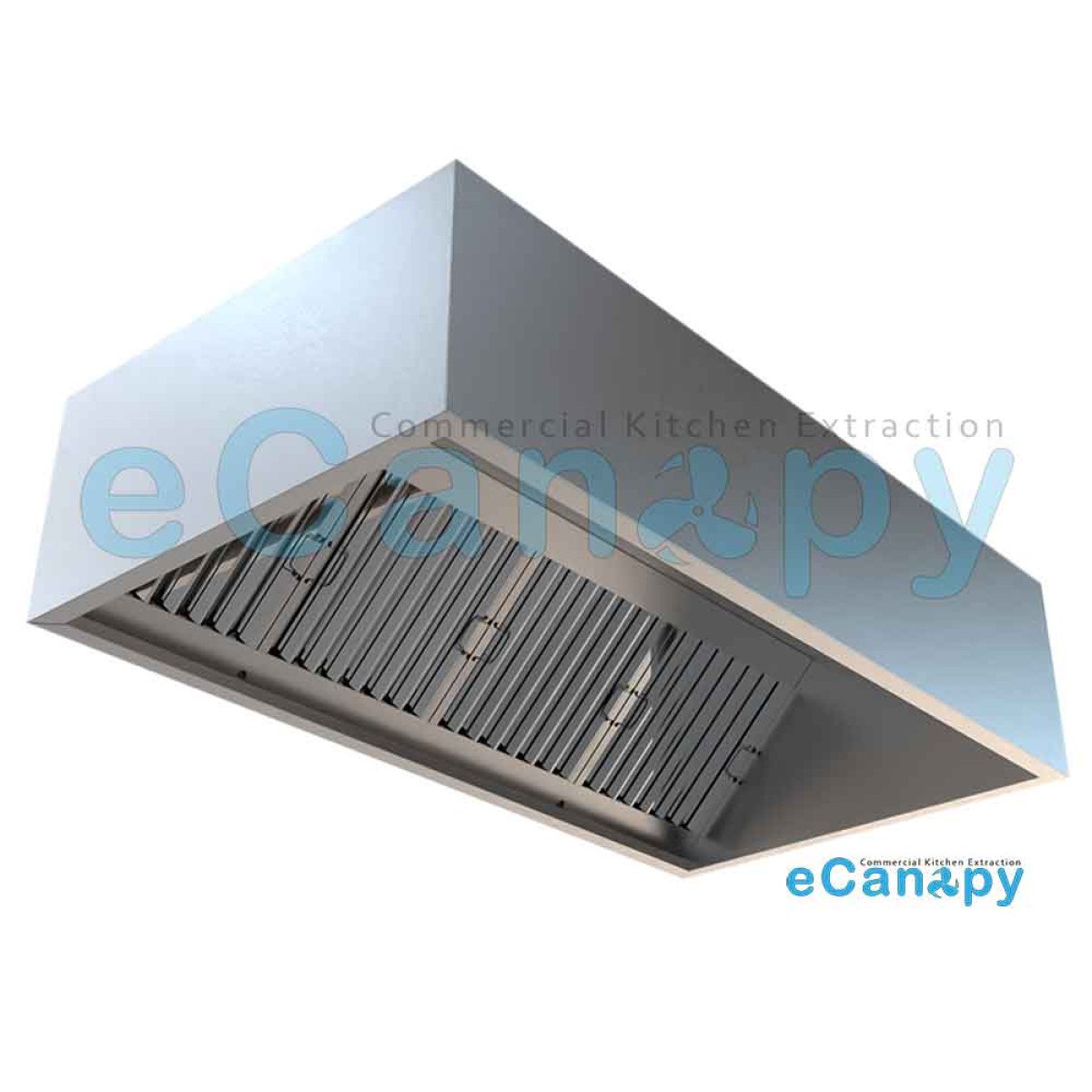 Commercial Taper Extraction Canopy Hood 2000 mm Wide With Grease Filter
