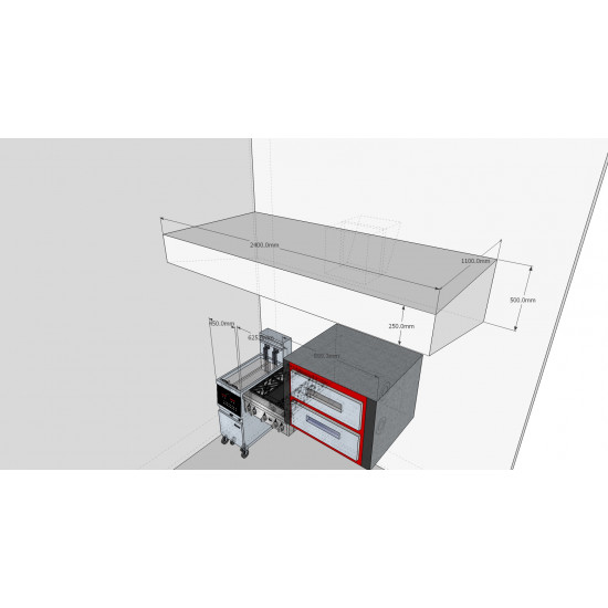 Commercial Kitchen Extraction Hood 2440mm Kit Commercial Kitchen Extraction Hood 2440mm Kit