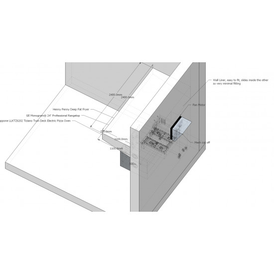 Commercial Kitchen Extraction Hood 2440mm Kit Commercial Kitchen Extraction Hood 2440mm Kit