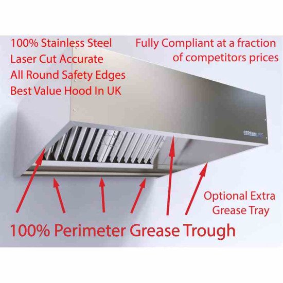 Commercial Kitchen Extraction Canopy Kit 1200 mm & Motor Commercial Kitchen Extraction Canopy Kit 1200 mm & Motor