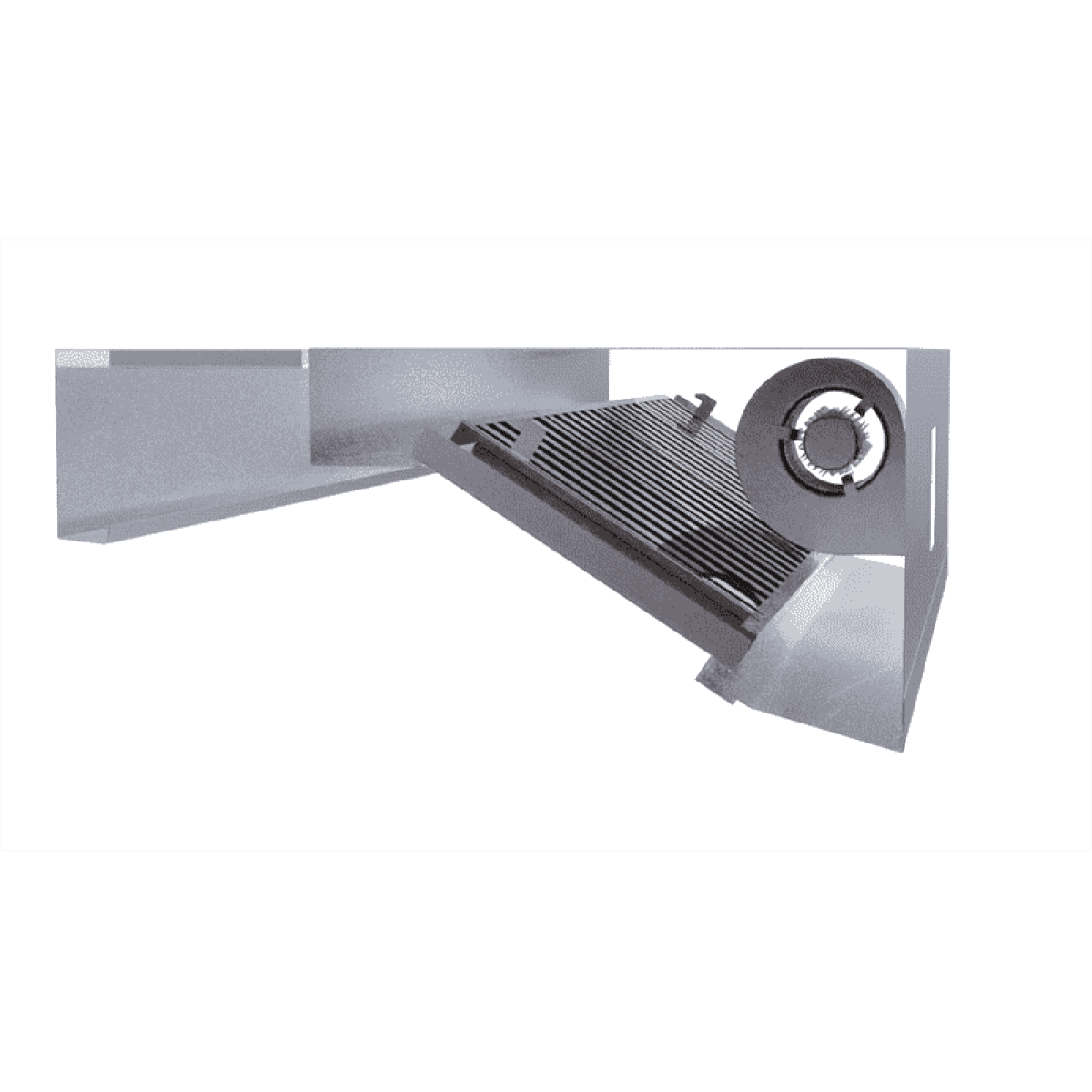 Commercial Kitchen Cooker Canopy Hood With Built-In Fan Motor For Large Airflow Commercial Kitchen Cooker Canopy Hood With Built-In Fan Motor For Large Airflow